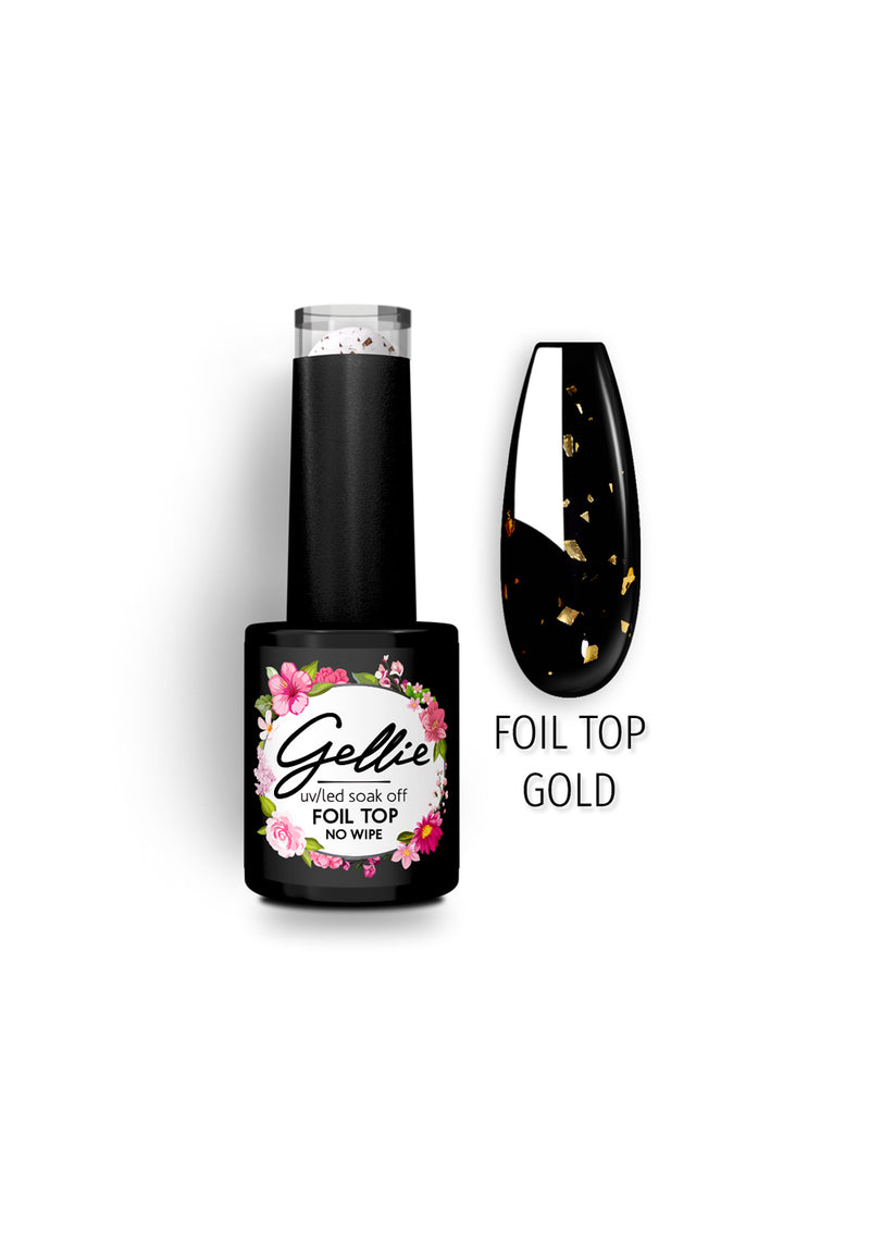 Gellie UV/LED Top Coat No Wipe Foil Gold 10ml