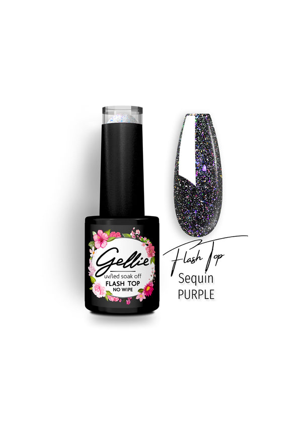 Gellie UV/LED Top Coat Flash Sequin Purple 10ml