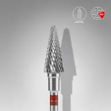 Staleks Pro Carbide Nail Drill Bit " Cone " Left-Handed Red Ø 6mm / 14mm