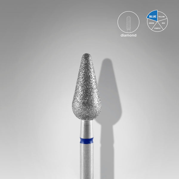 Staleks Pro Diamond Nail Drill Bit " Rounded Pear" Blue Ø 5mm / 12mm