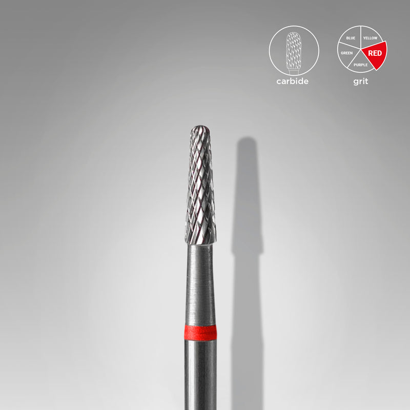 Staleks Pro Carbide Nail Drill Bit " Cone " Red Ø 2.3mm / 8mm