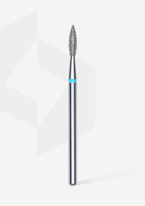 Staleks Pro Diamond Nail Drill Bit " Pointed Flame " Blue Ø 2.1mm / 8mm