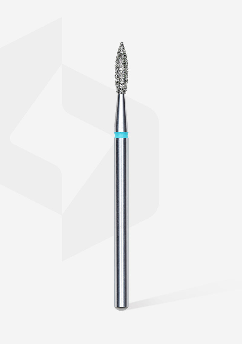 Staleks Pro Diamond Nail Drill Bit " Pointed Flame " Blue Ø 2.1mm / 8mm