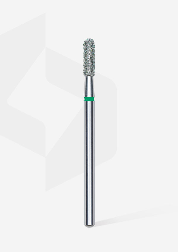 Staleks Pro Diamond Nail Drill Bit " Rounded Cylinder " Green Ø 2.3mm / 8mm